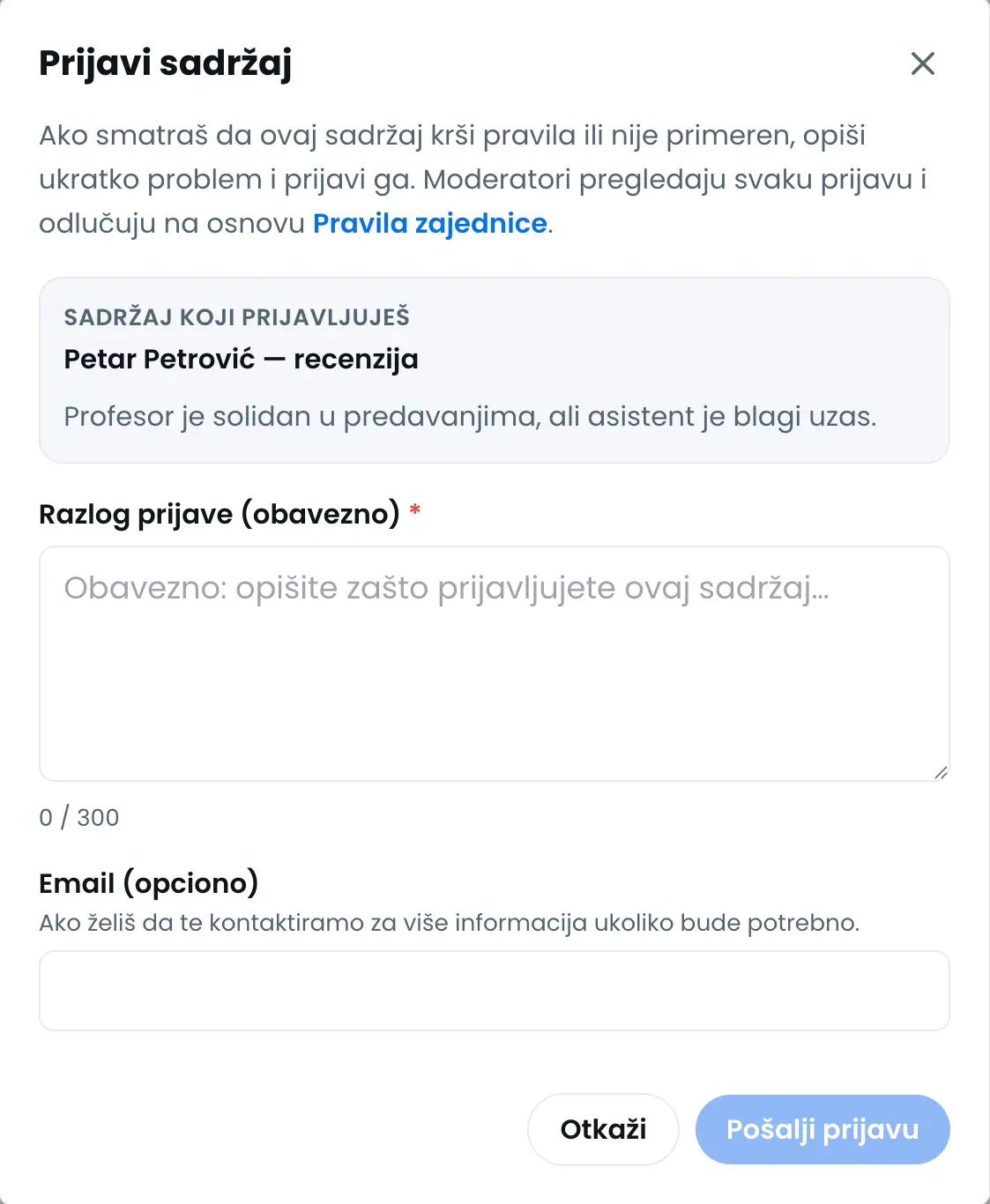 Placeholder screenshot profila profesora ili ustanove